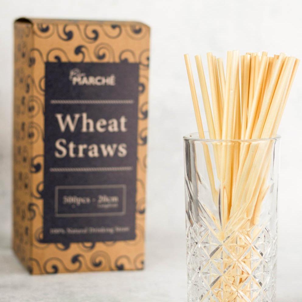 blue marche wheat straws in 20 cm long drinks